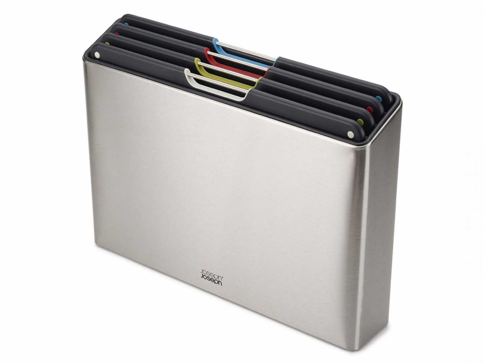 product image - Набор досок разделочных в кейсе Joseph Joseph FOLIO, 26,5x7,4x35,5 см, нержавеющая сталь, 5 предметов