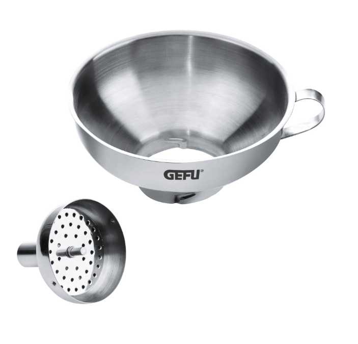 product image - Воронка для банок зі знімним ситом GEFU Kitchen Aids, діаметр 14 см, сріблястий