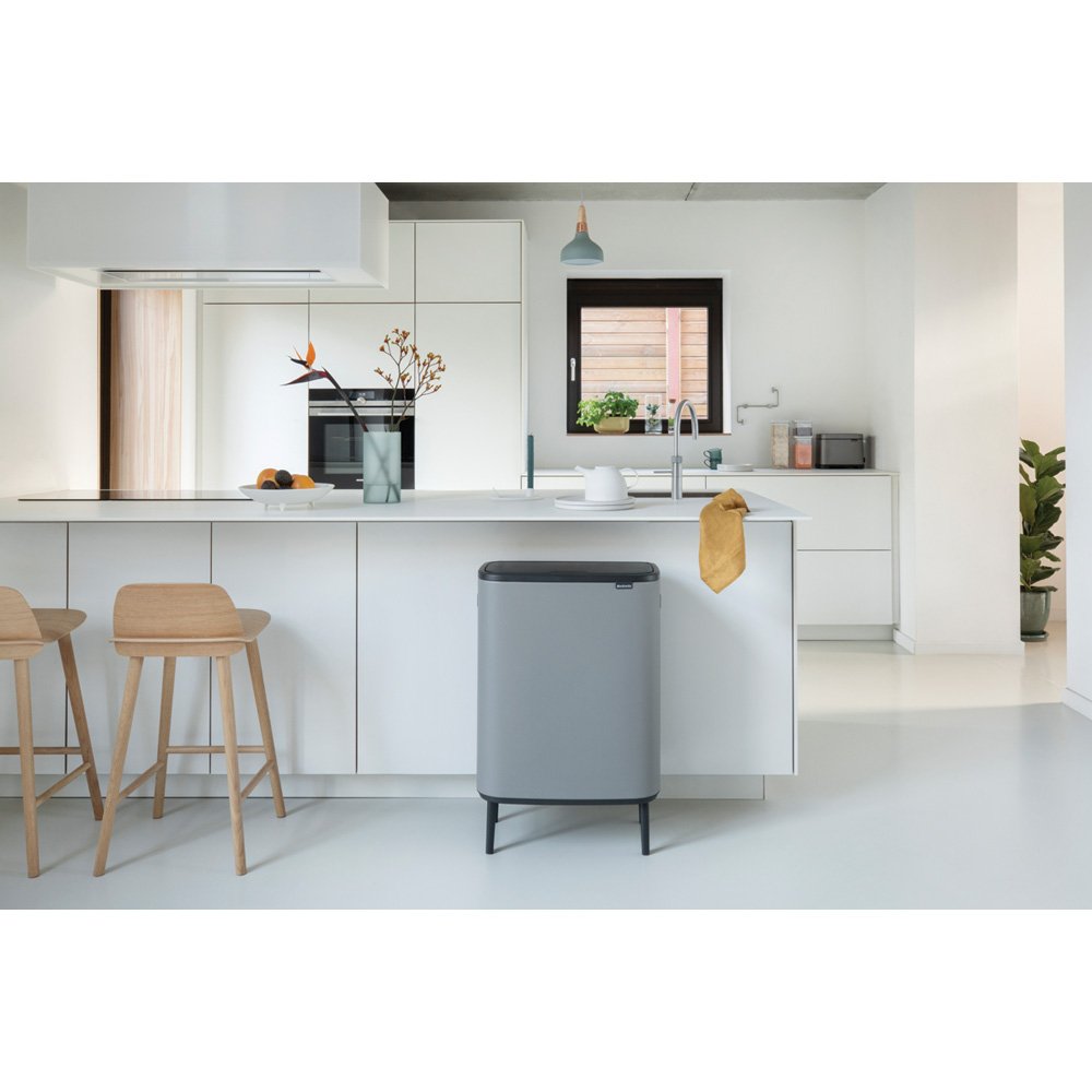 Бак для мусора двухсекционный Brabantia Bo Touch Bin Hi 2х30 л, серый