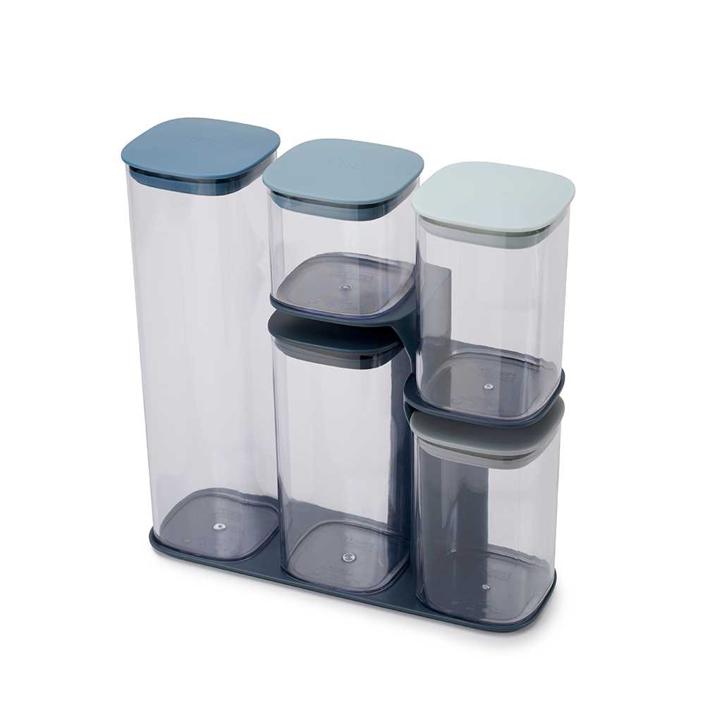 product image - Набор емкостей для хранения с подставкой Joseph Joseph FOOD STORAGE, 31,3х10,4х32,4 см, голубой
