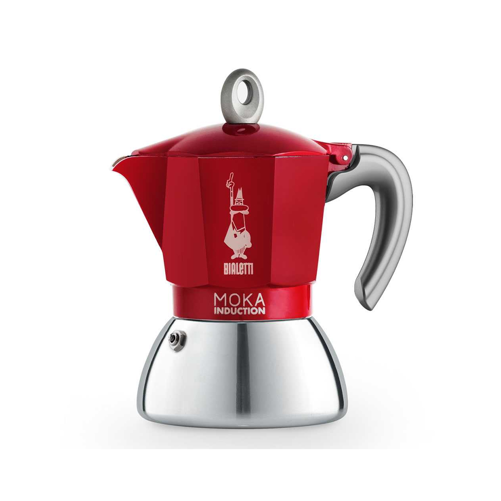 product image - Кофеварка гейзерная Bialetti Moka Induction на 4 чашки, объем 150 мл, красный
