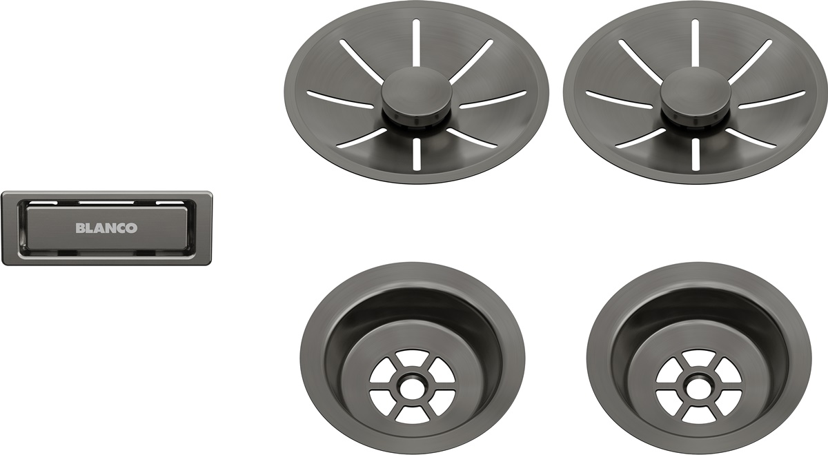 product image - Набір декоративних елементів BLANCO C-overflow та InFinо® (2 чаші) satin dark steel