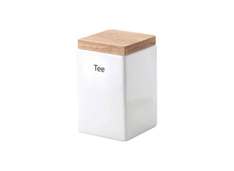 product image - Емкость для хранения с крышкой Continenta, 10x10x16,5 см, белый с бежевым