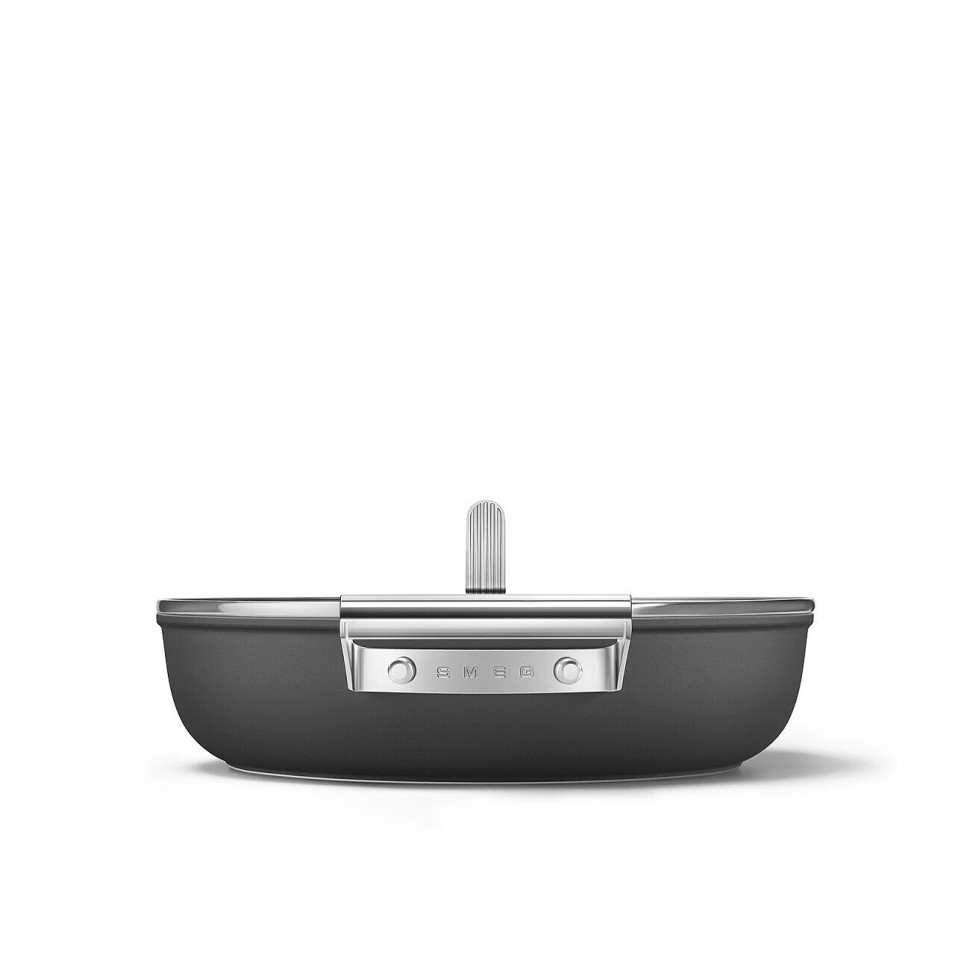 Сковорода з двома ручками і кришкою Smeg 50 Style, діаметр 28 см, чорний