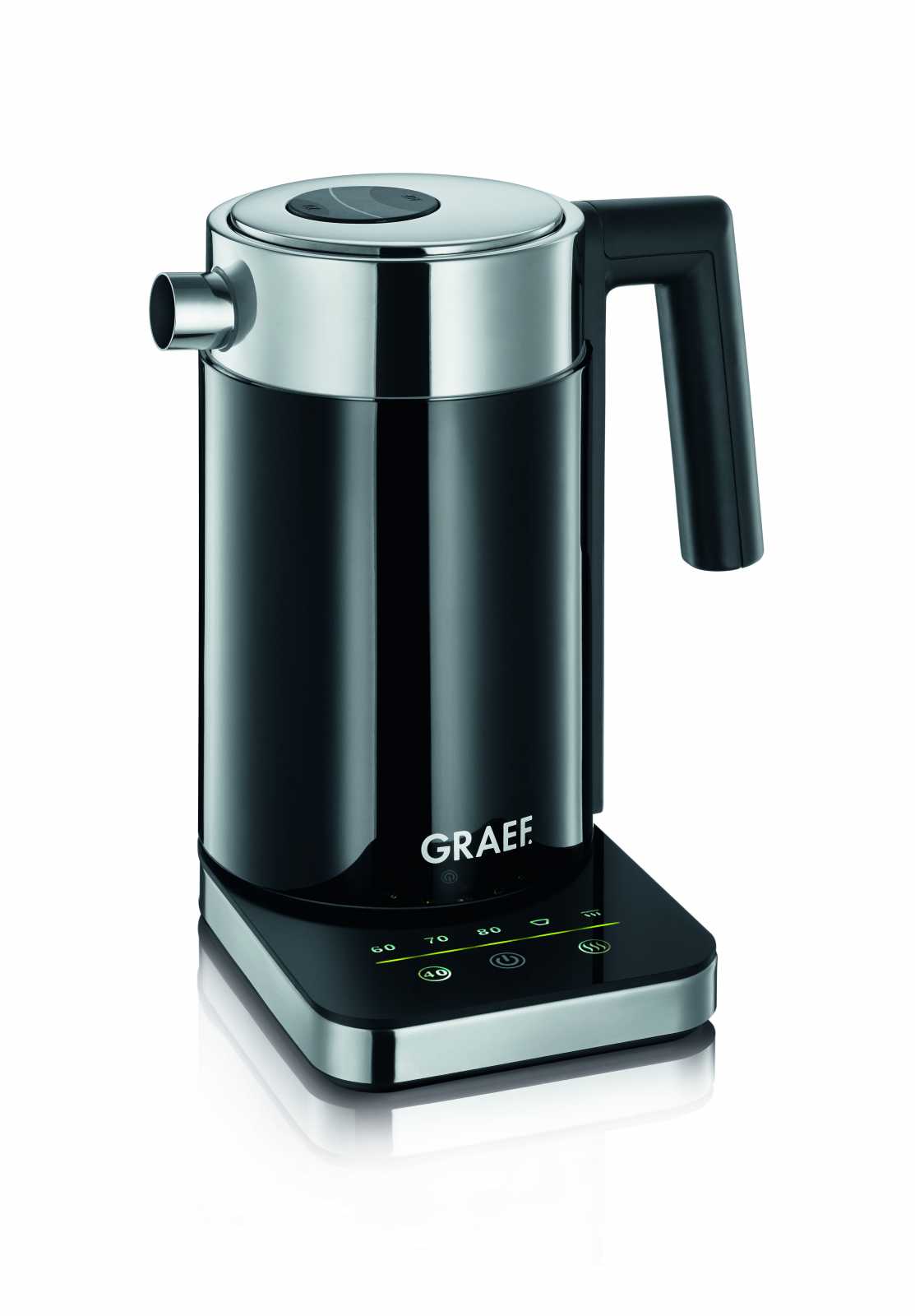 product image - Чайник електричний з функцією стерилізації Graef WK 502, об'єм 1 л, чорний