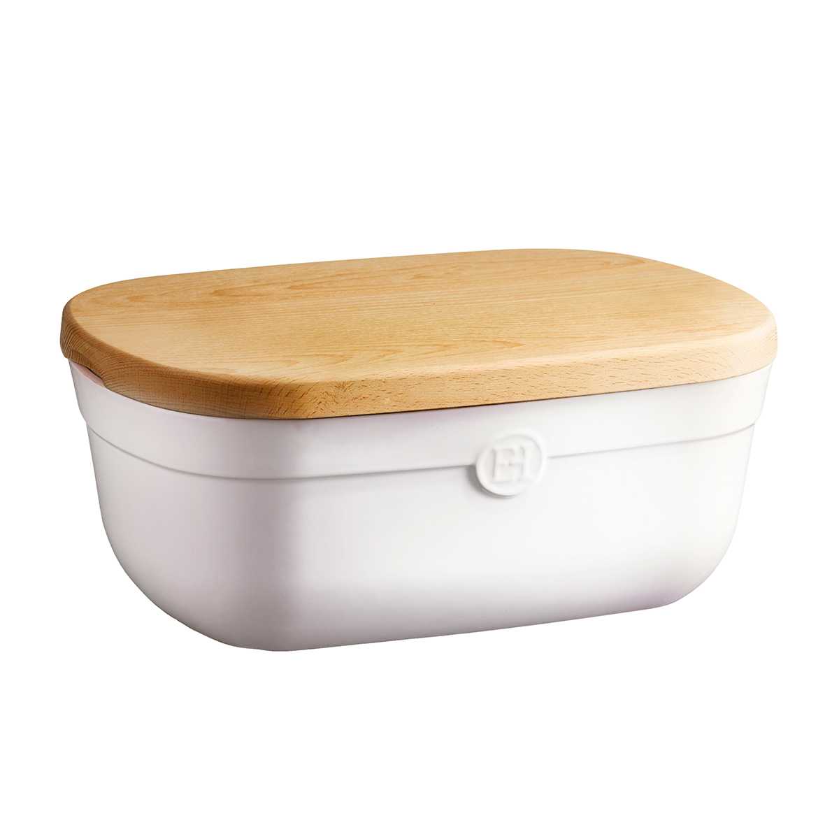 product image - Хлебница с доской-крышкой Emile Henry STORAGE, 35,5x24,5x15,8 см, белый с бежевым