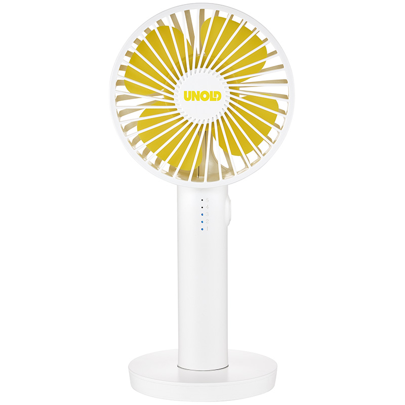 product image - Ручной вентилятор Unold HANDHELD FAN Breezy, высота 20,5 см, белый с желтым