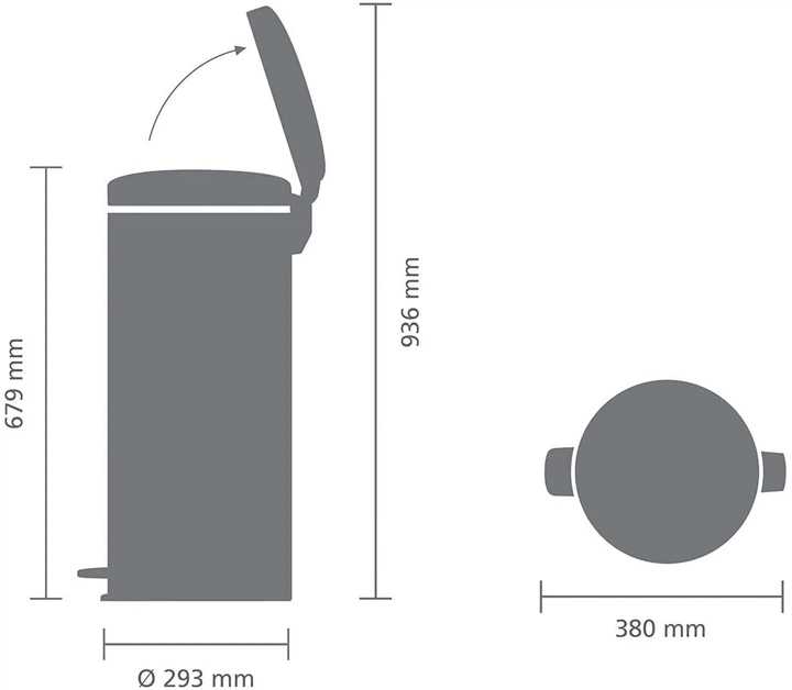 Бак для сміття Brabantia NewIcon Pedal Bin, об'єм 30 л, чорний матовий