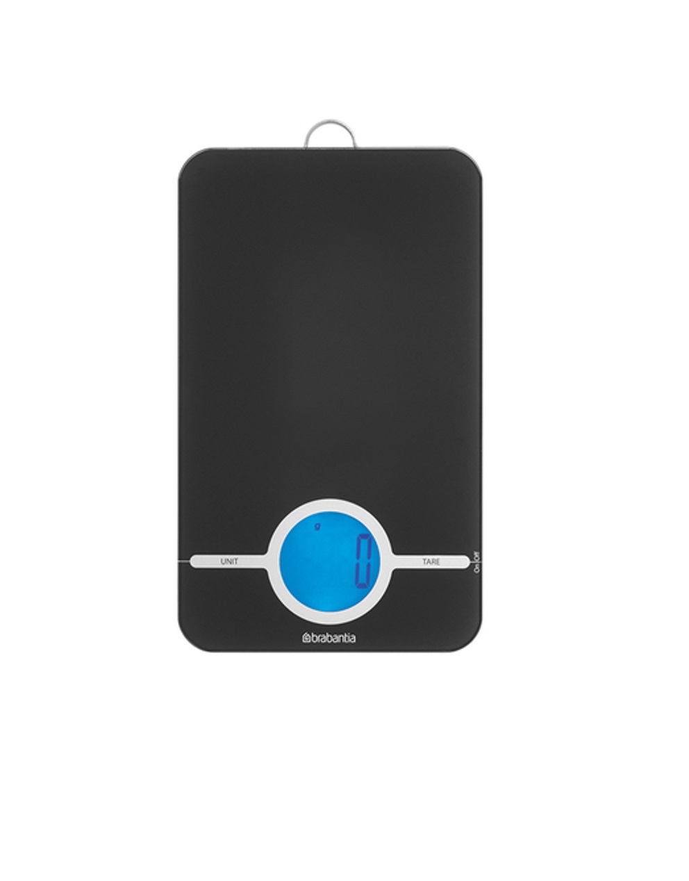 product image - Весы кухонные цифровые с петлей Brabantia, 26,5х15,2х2 см, от 1 до 5 кг, черный