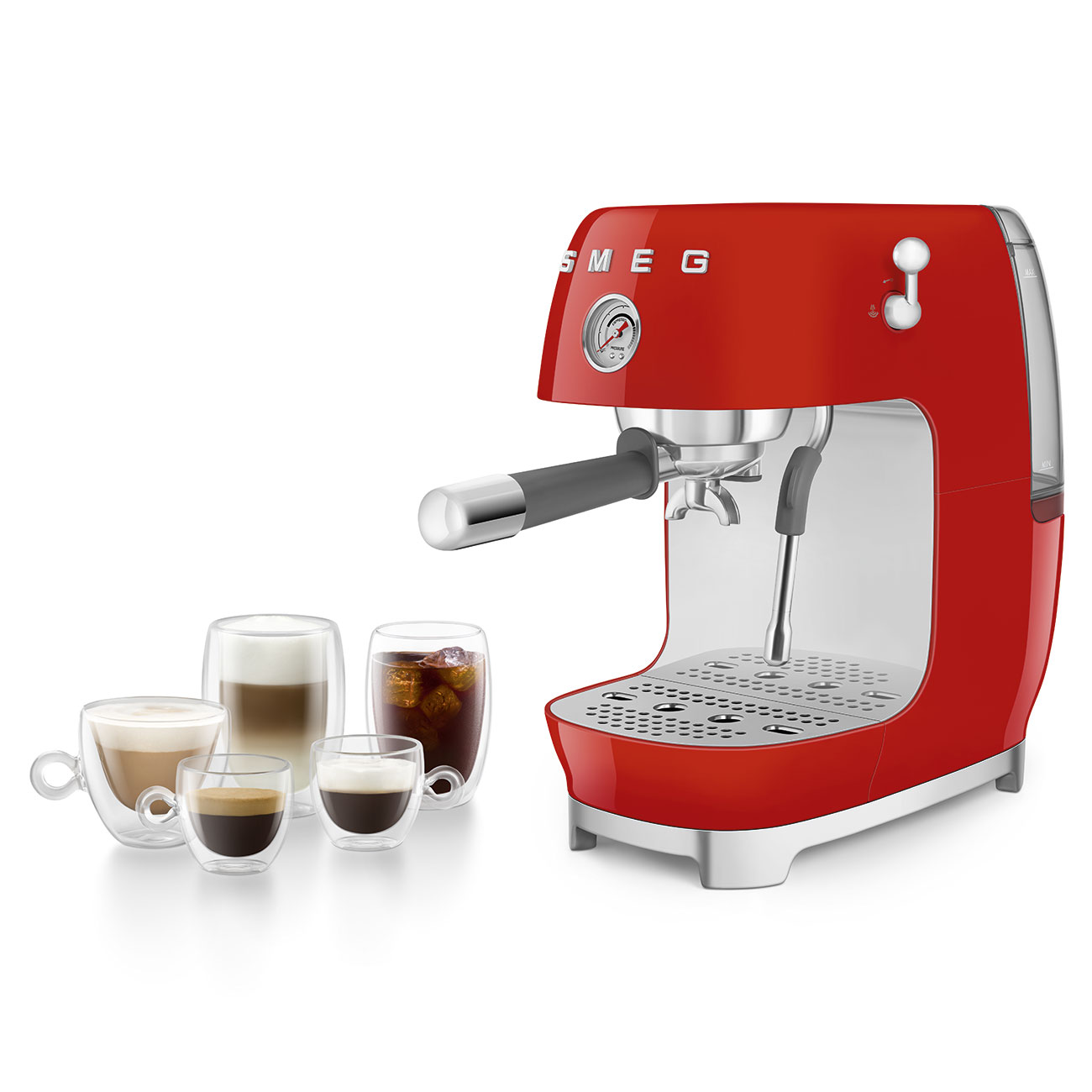 Кавоварка еспресо Smeg 50 Style, 36,4x20,5x29,5 см, червоний