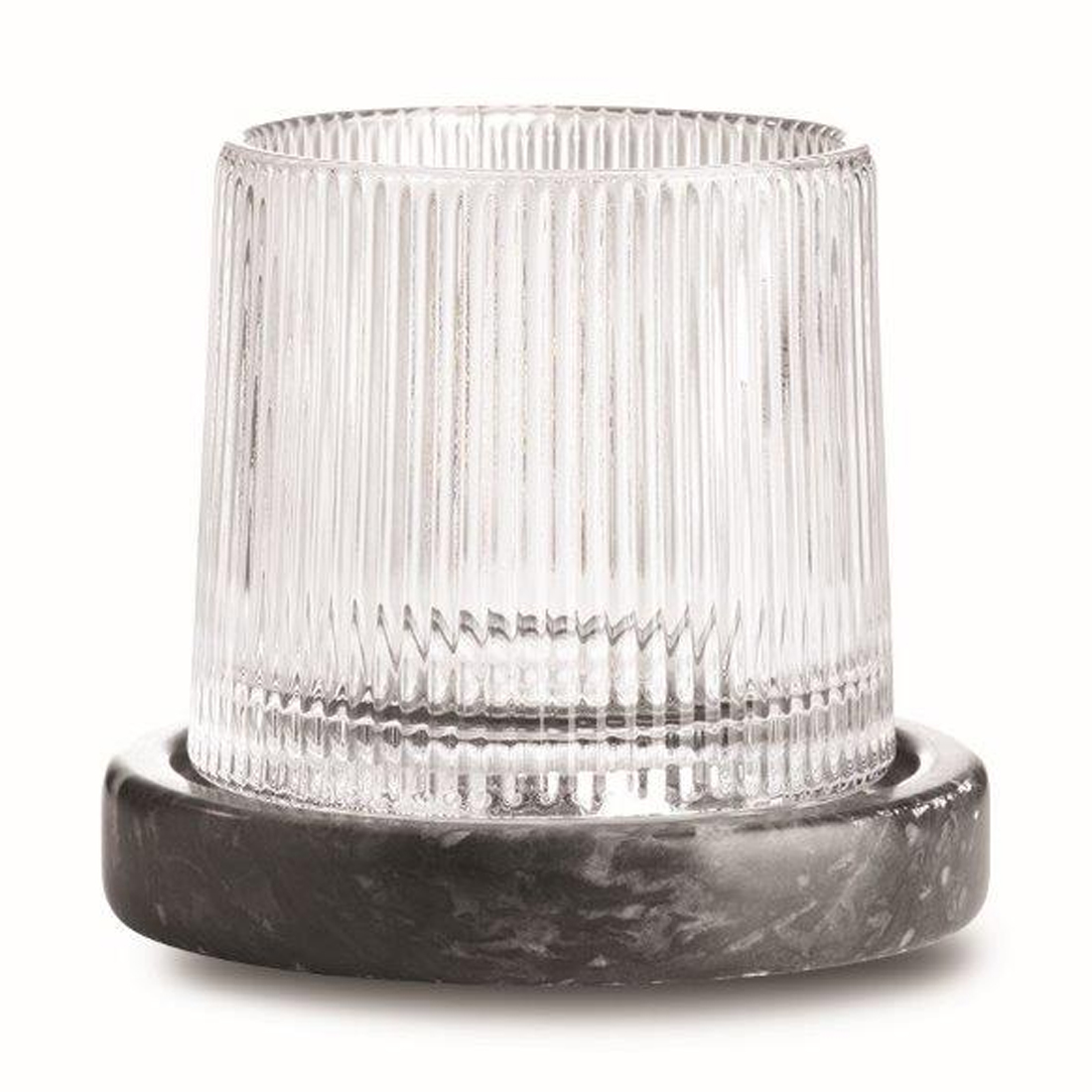 product image - Набір: склянка для віскі та підставка Pozzi Milano Silver Nights, прозорий з чорним, 2 пр