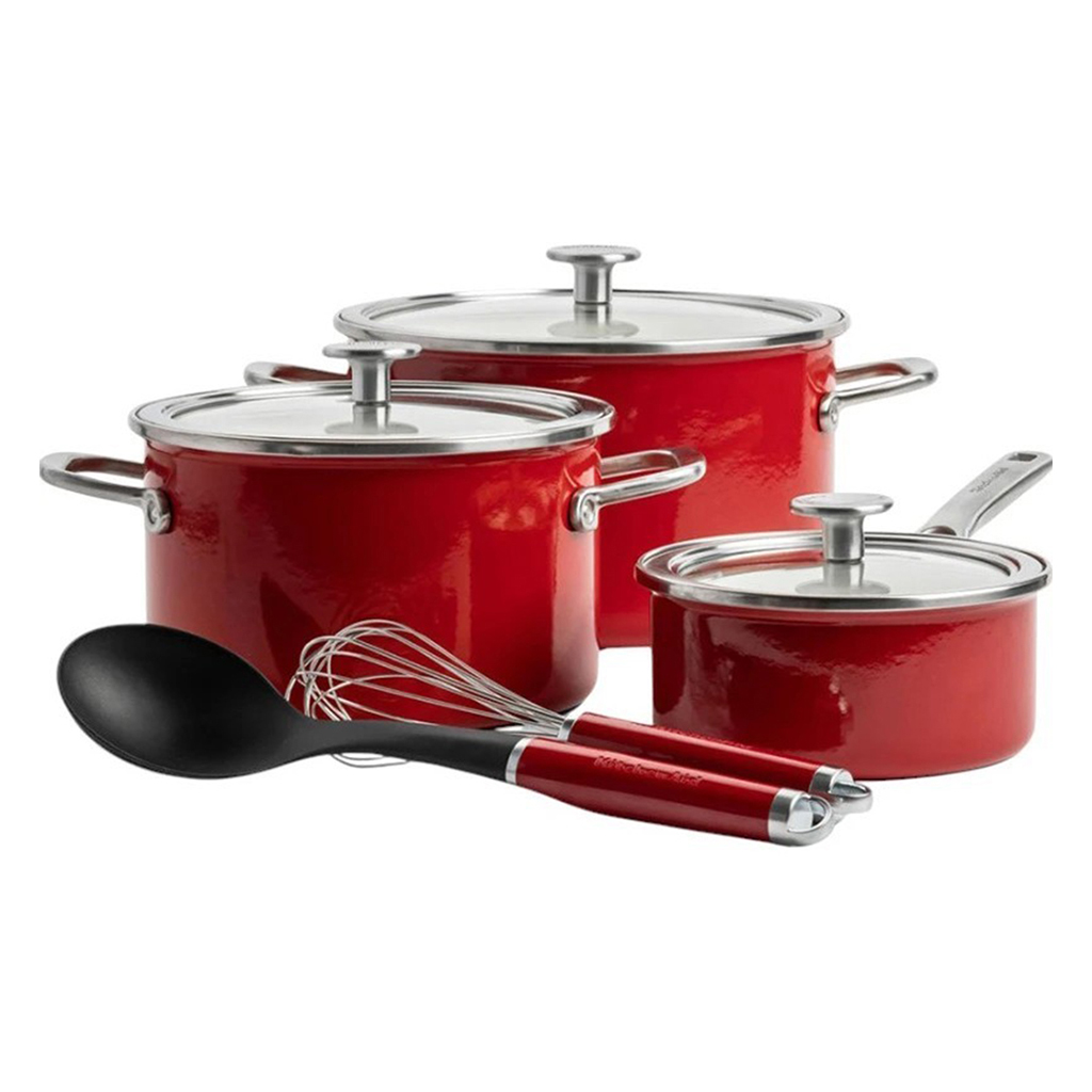 product image - Набор посуды кухонной KitchenAid Steel Core, красный, 5 шт