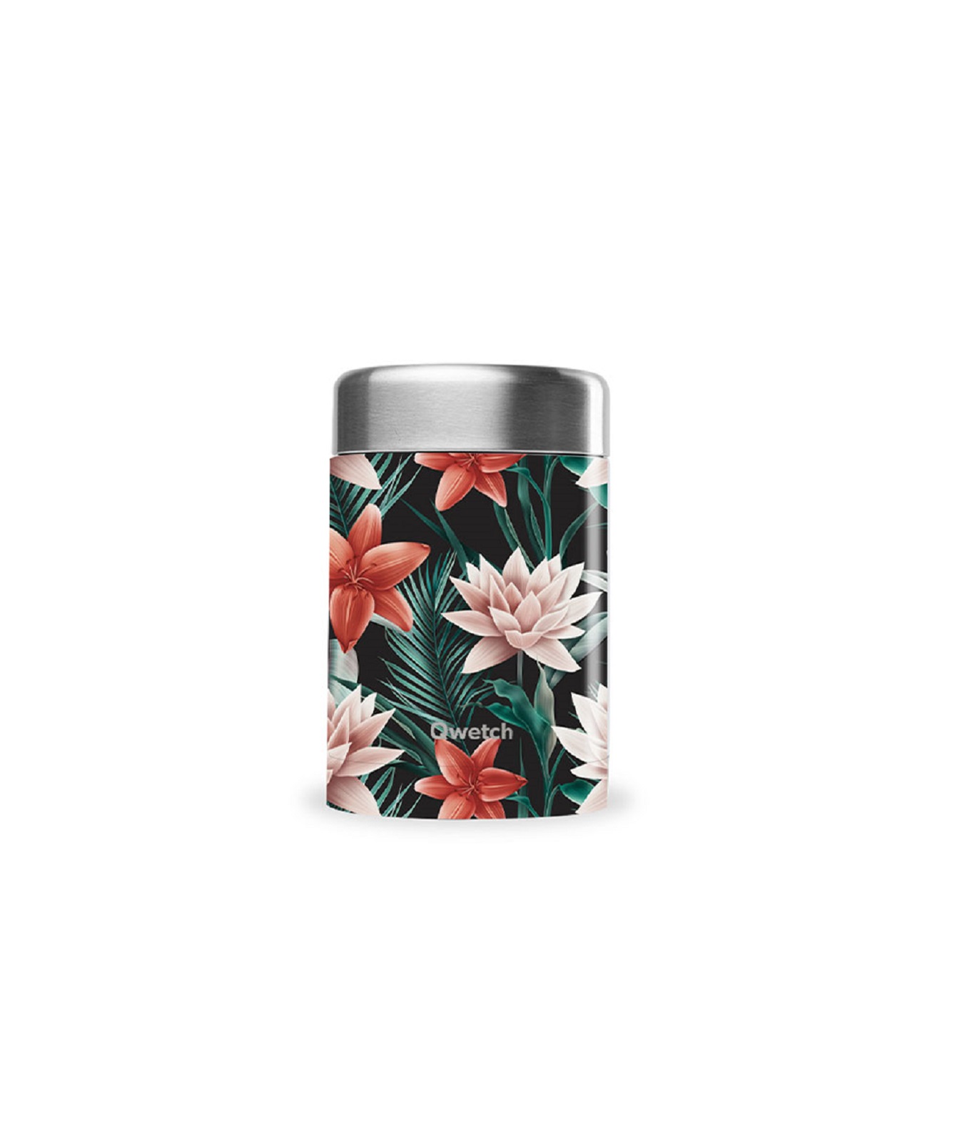 product image - Термос для еды Qwetch TROPICAL, объем 0,34 л, черный