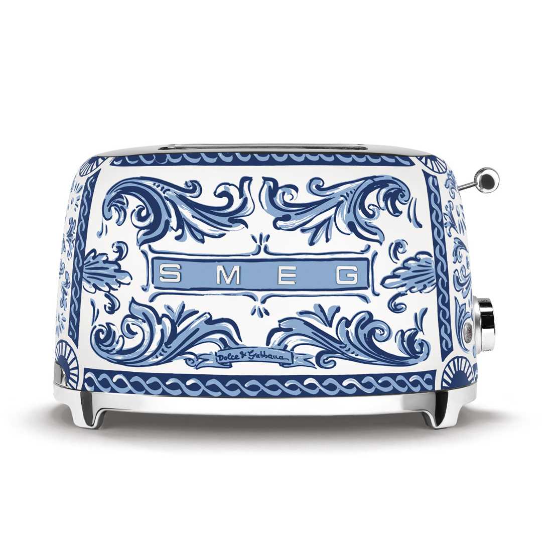 product image - Тостер на два слота Smeg Blu Mediterraneo в коллаборации с Dolce & Gabbana, 19,8х31х19,5 см, разноцветный