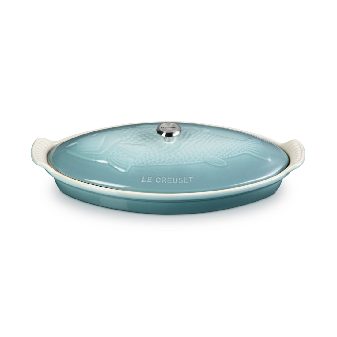 product image - Форма с крышкой для запекания рыбы Le Creuset Stoneware Heritage Fish Baker, длина 34 см, объем 1,6 л
