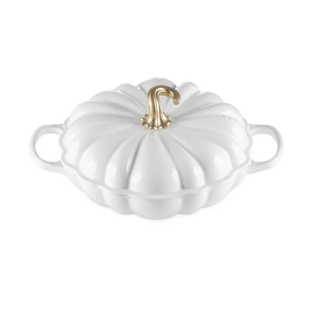 product image - Кастрюля чугунная низкая с крышкой Le Creuset Cast Iron Pumpkin Casserole White, объем 2,5 л, диаметр 28 см