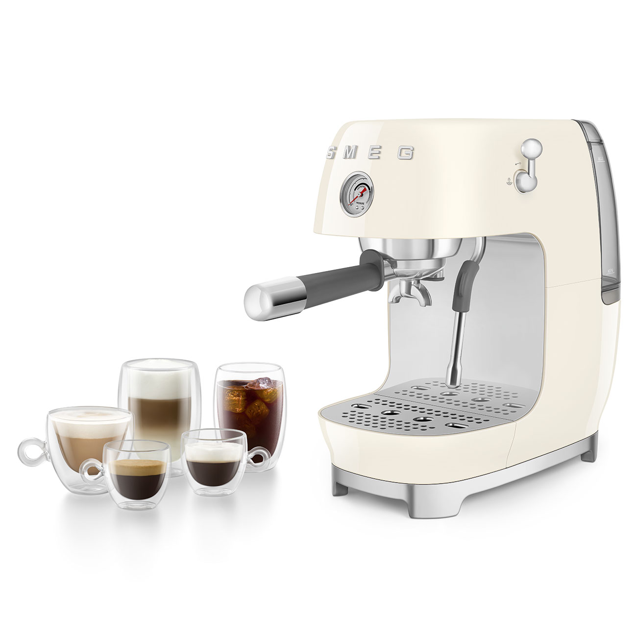 Кавоварка еспресо Smeg 50 Style, 36,4x20,5x29,5 см, кремовий