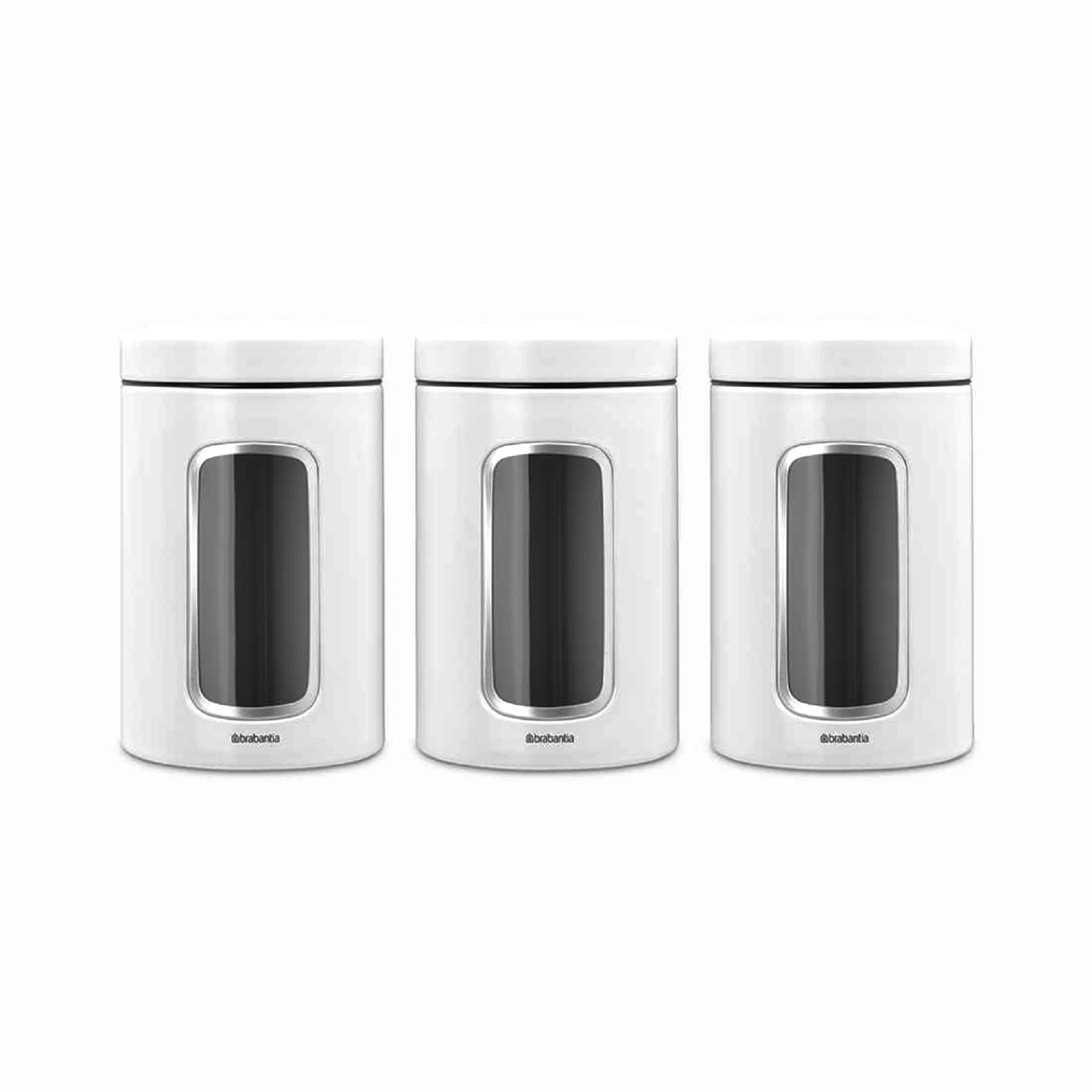 product image - Набір ємностей для зберігання сипучих продуктів WINDOW CANISTER Brabantia, об'єм 1,4 л, білий, 3 штуки