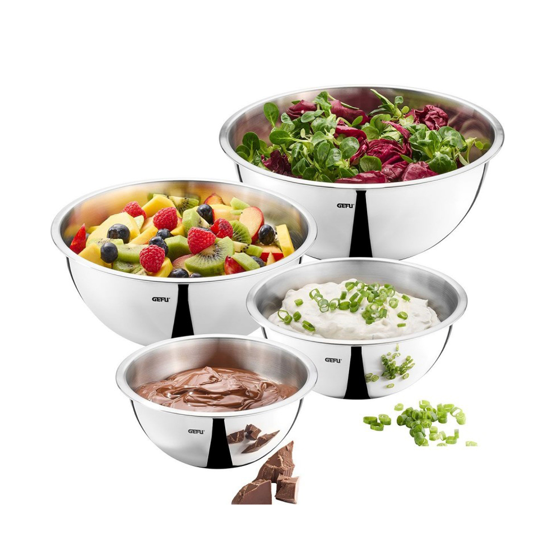 product image - Набор мисок GEFU CAVARO, 4 штуки, серебристый