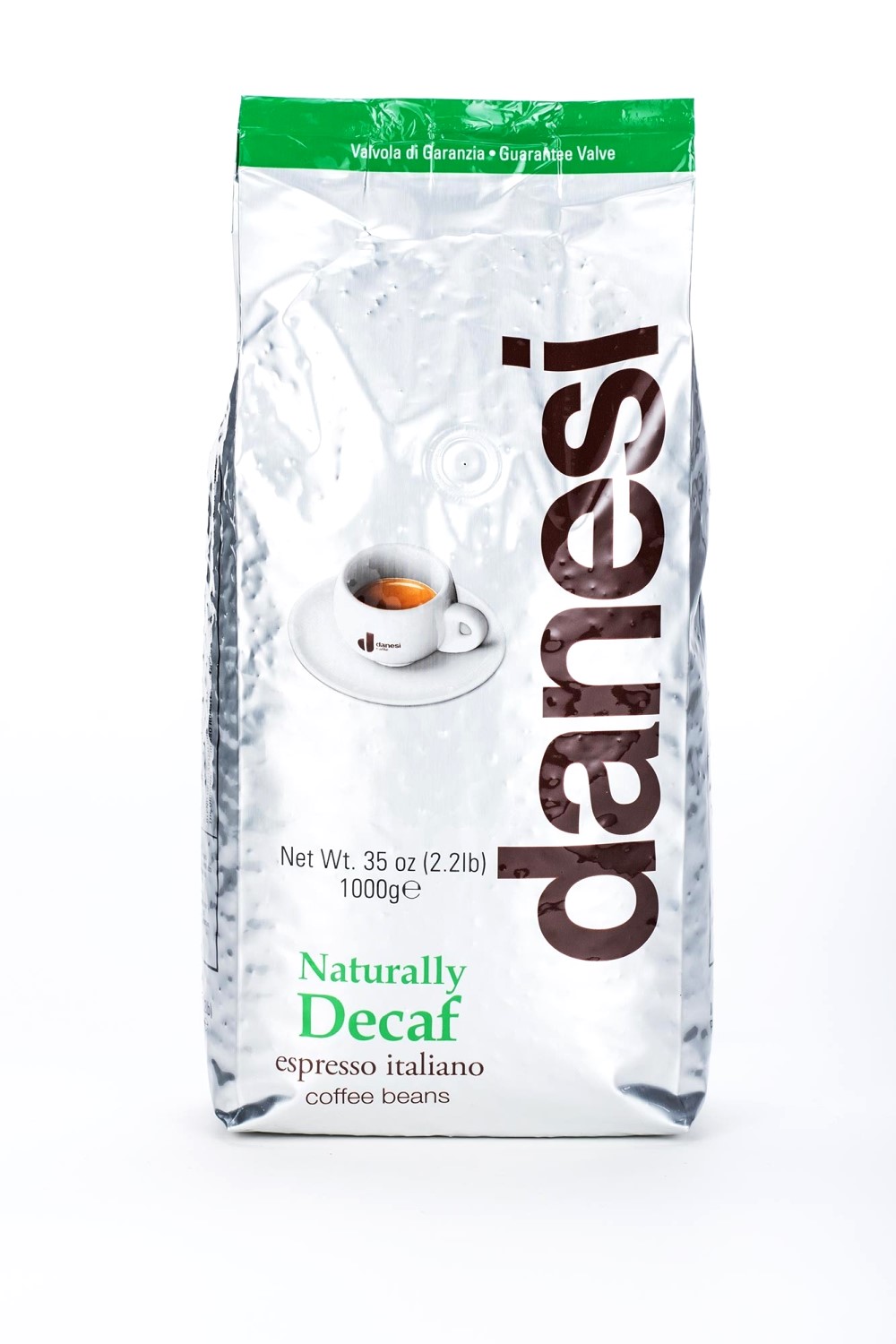 product image - Кава Decaf в зернах Danesi, 1 кг, вакуумний пакет, зелений