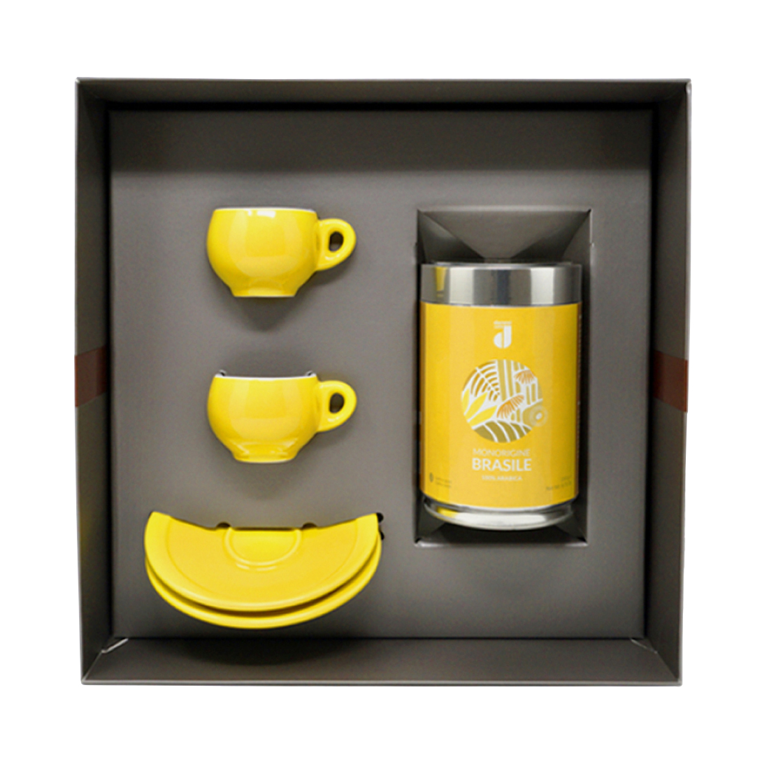 product image - Набір з кави меленої, 2 чашки і 2 блюдця Danesi, 5 предметів, жовтий