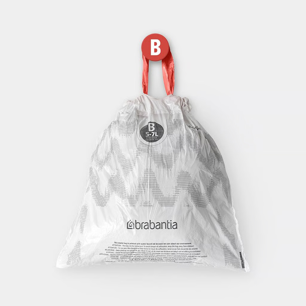 Набір пакетів для сміття Brabantia "B", об'єм 5 л, 40 шт, білий з візерунком