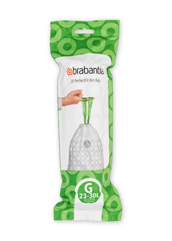 product image - Набор мусорных пакетов Brabantia "G", объем 23-30 л, 20 шт, белый с узором