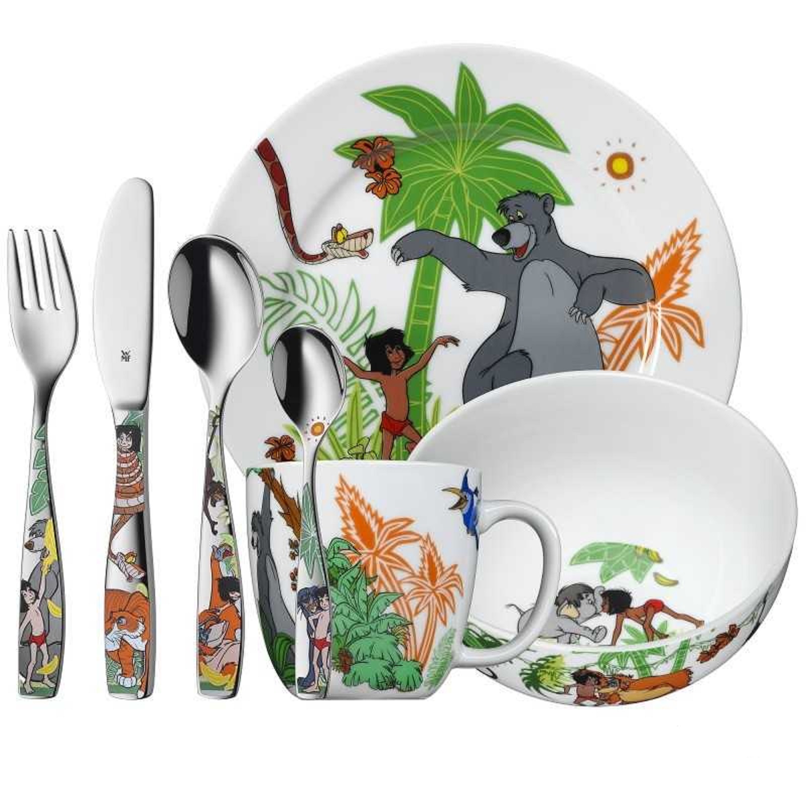 product image - Набор столовый детский "Маугли" WMF Jungle Book, разноцветный, 7 предметов