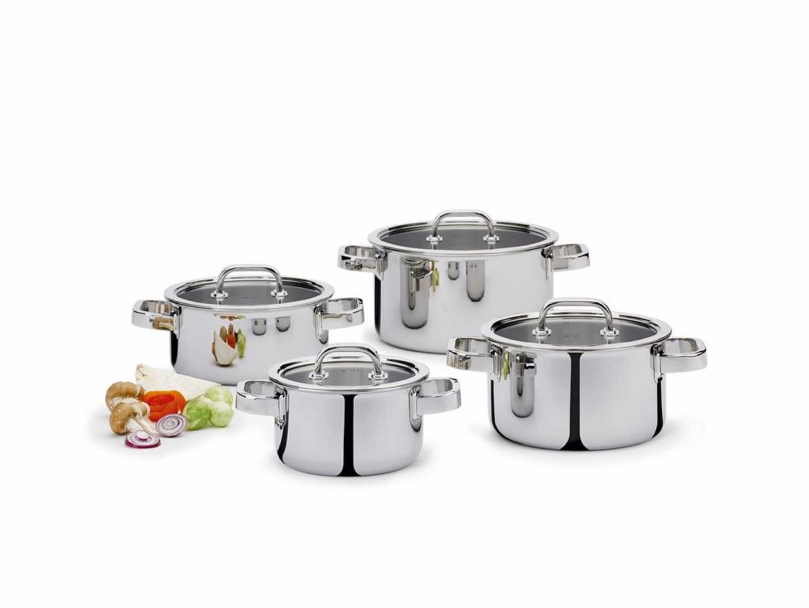 product image - Набір каструль з кришками Spring FINESSE, сріблястий, 4 предмети