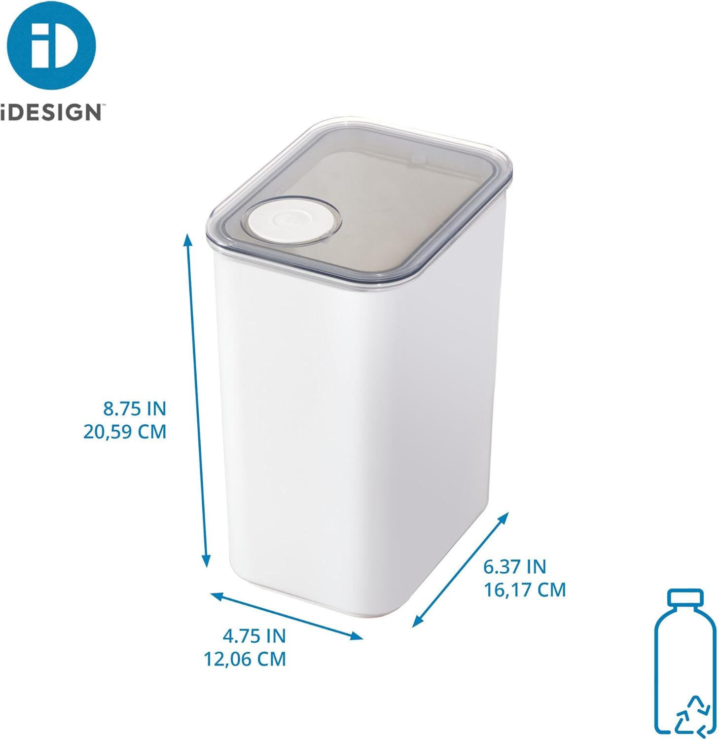 Контейнер для продуктов InterDesign CRISP L, 12х20,5х16,2 см, белый