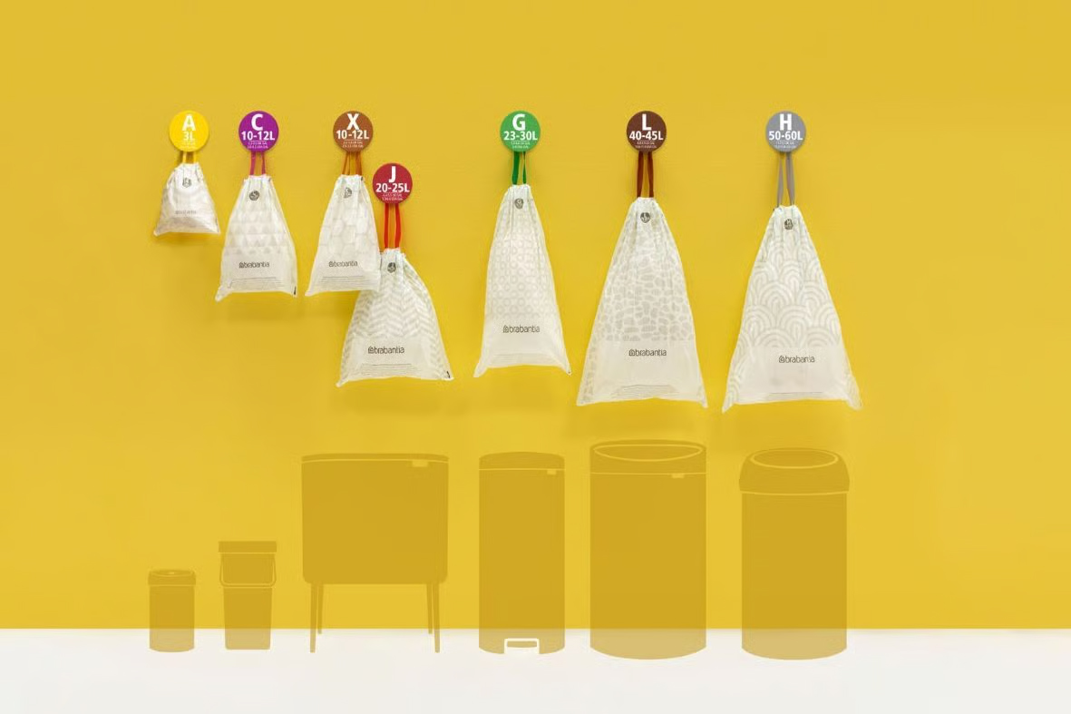 Набір пакетів для сміття Brabantia "B", об'єм 5 л, 40 шт, білий з візерунком