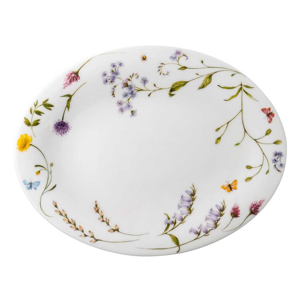 product image - Блюдо овальне порцелянове Hutschenreuther NORA, діаметр 30 см, білий з малюнком