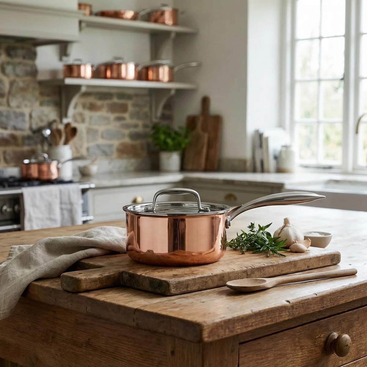Ківш із кришкою Spring Culinox, об'єм 1,4 л, діаметр 16 см, мідний