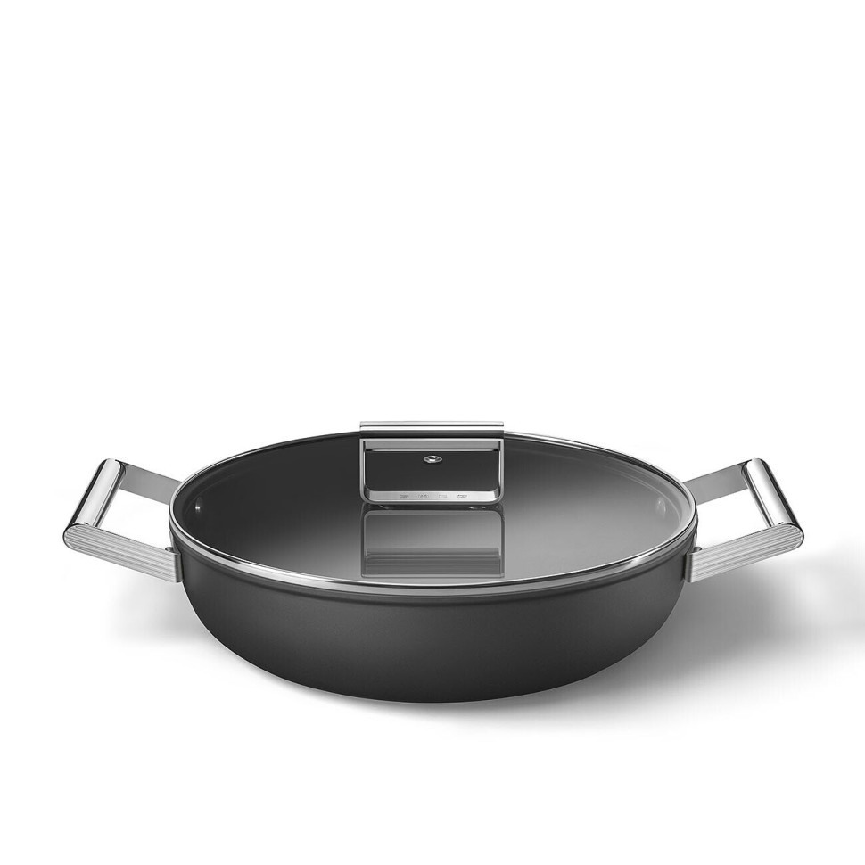 Сковорода з двома ручками і кришкою Smeg 50 Style, діаметр 28 см, чорний