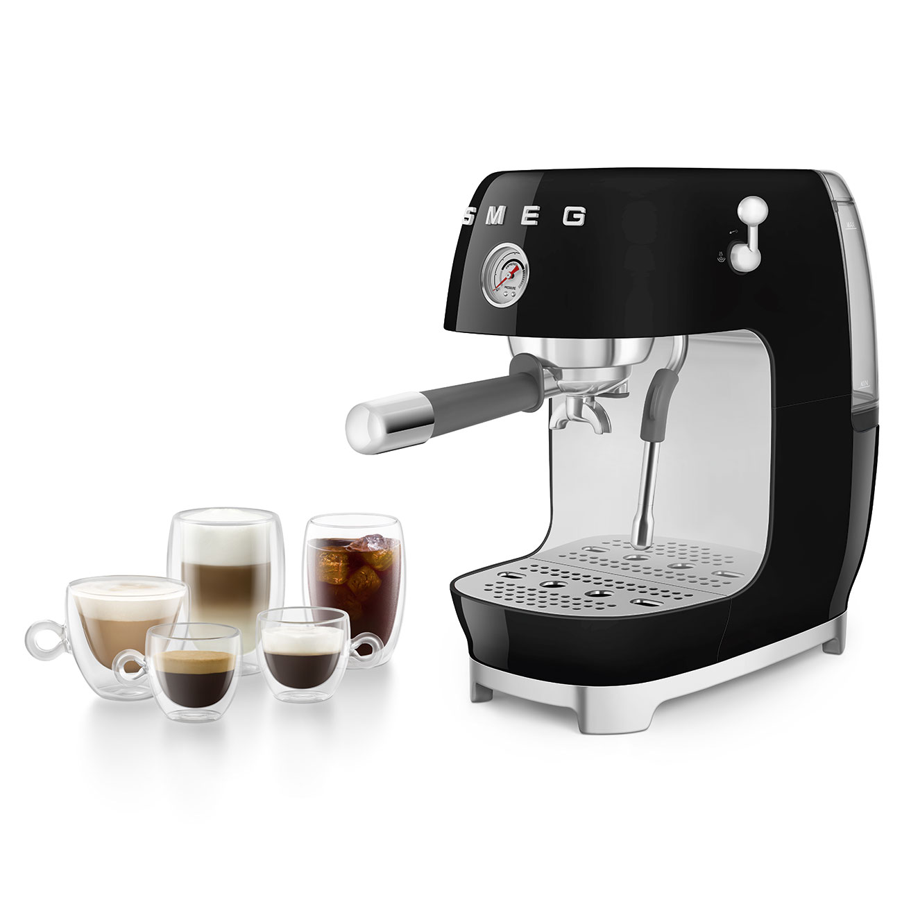 Кавоварка еспресо Smeg 50 Style, 36,4x20,5x29,5 см, чорний