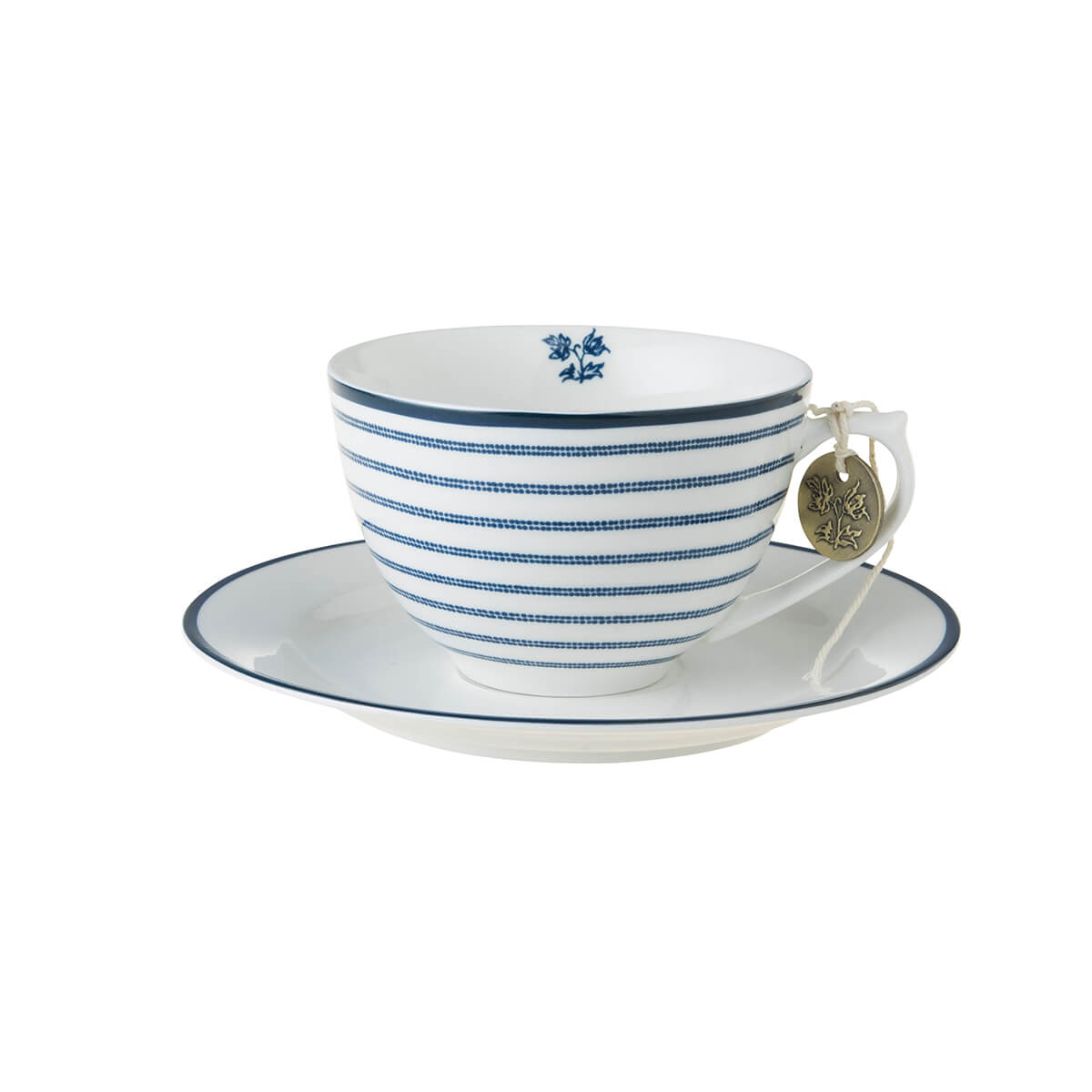 product image - Набір: чашка з блюдцем Laura Ashley BLUEPRINT, 0,26 л, білий в синю смужку