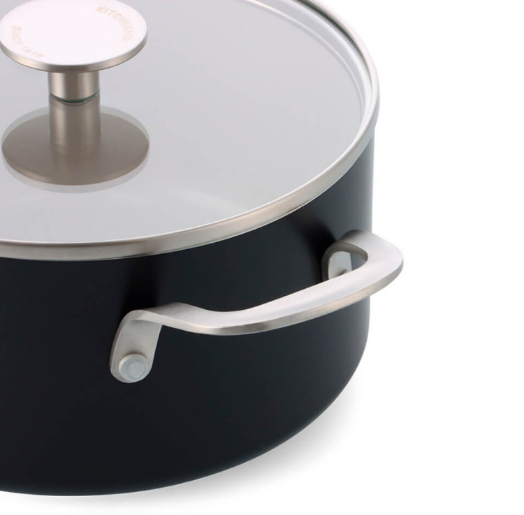 Каструля з кришкою антипригарна KitchenAid Aluminium Ceramic, об'єм 4,9 л, діаметр 24 см, чорний