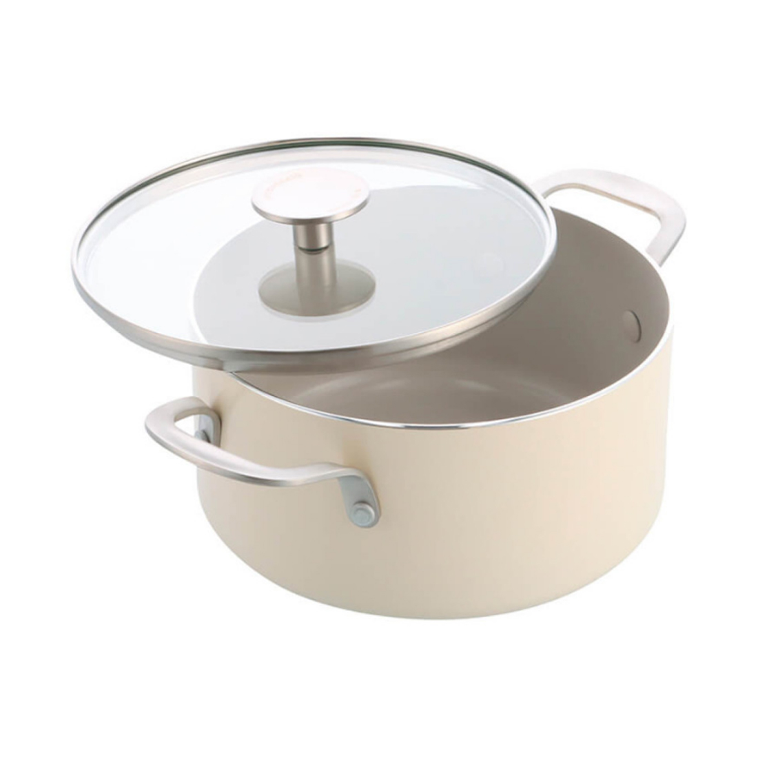 product image - Каструля з кришкою антипригарна KitchenAid Aluminium Ceramic, об'єм 4,9 л, діаметр 24 см, кремовий