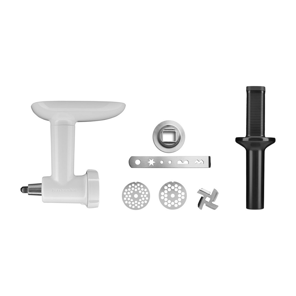 product image - Насадка-мясорубка с прессом для приготовления печенья, серебристый с белым