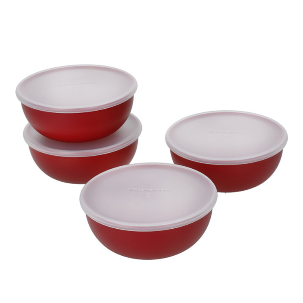product image - Набор мисок-заправок с крышками KitchenAid Universal, красный 4 шт