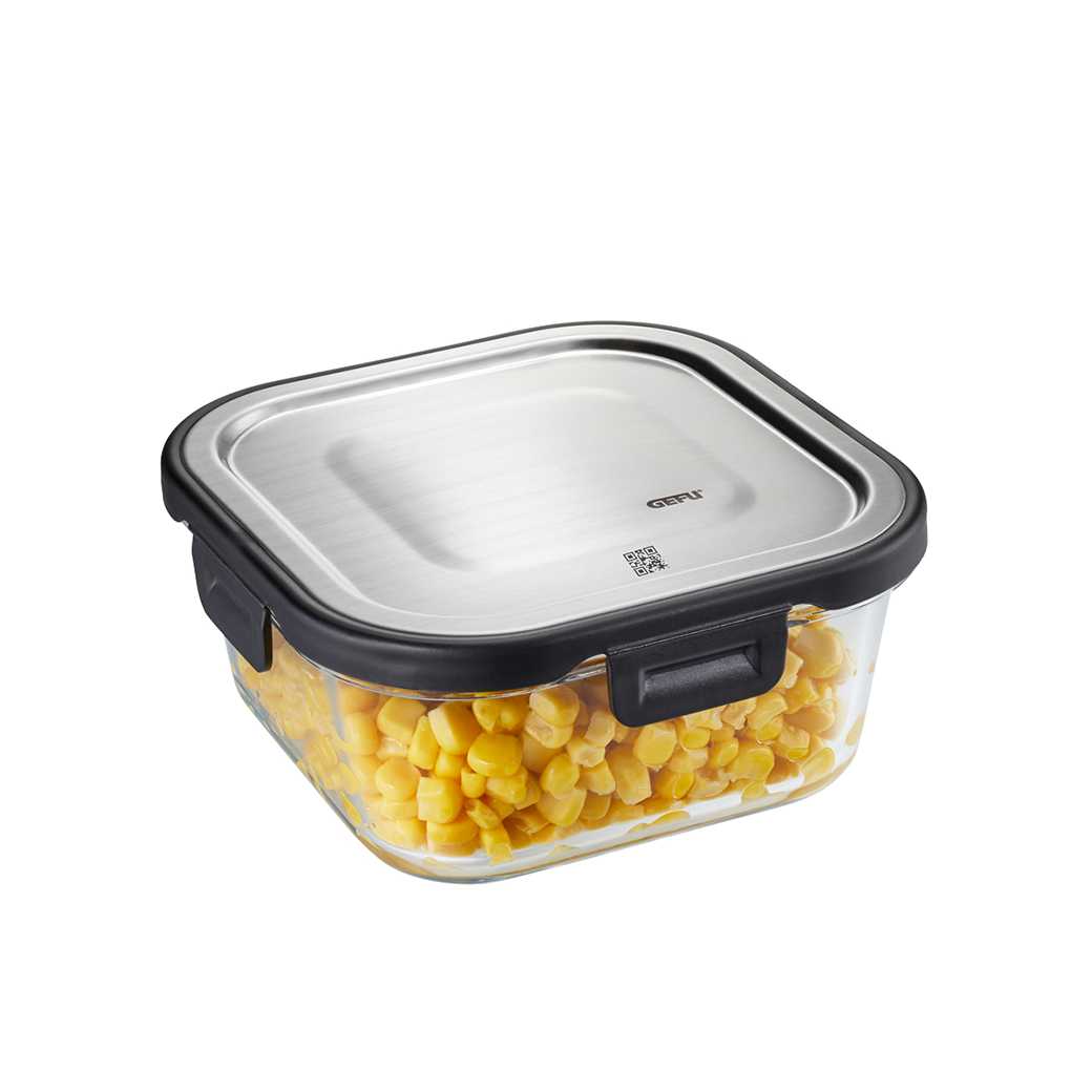 product image - Контейнер для хранения продуктов GEFU MILO, размеры 15,5 х 15,5 х 7,2 см, объем 0,8 л, прозрачный