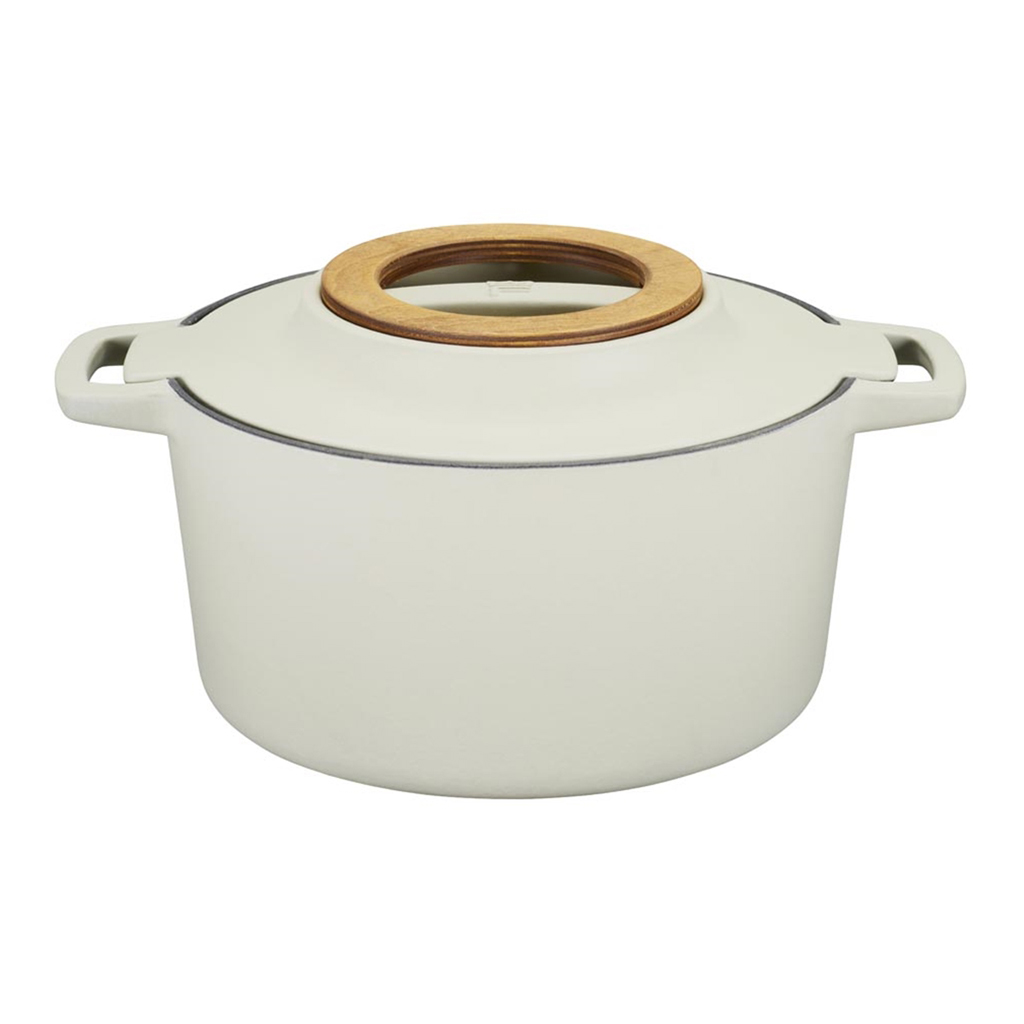 product image - Каструля чавунна з кришкою Fiskars NORDEN, об'єм 4 л, діаметр 26 см, білий