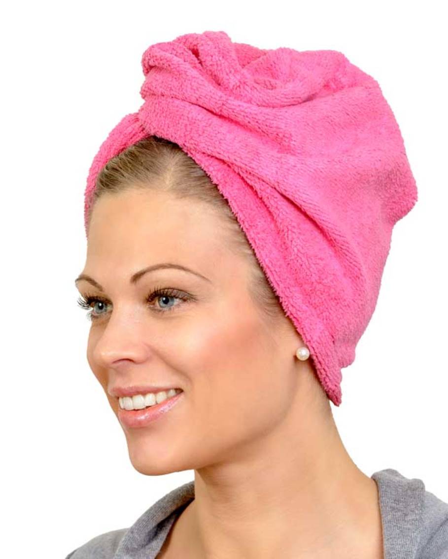 product image - Полотенце-тюрбан из микрофибры Frida, 67х27 см, 85% полиэстер, 15% нейлон, розовый