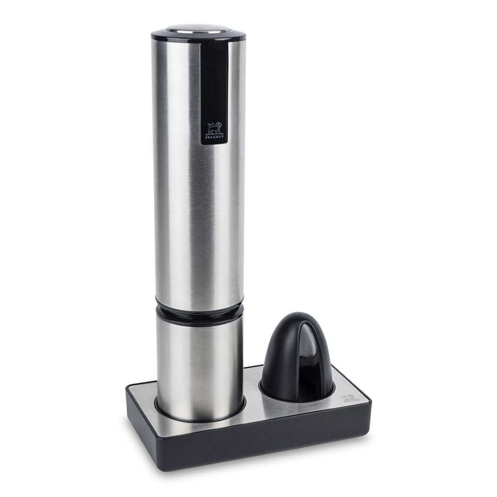 product image - Штопор электрический Peugeot SAVEURS DE VINS, высота 26 см, серебристый