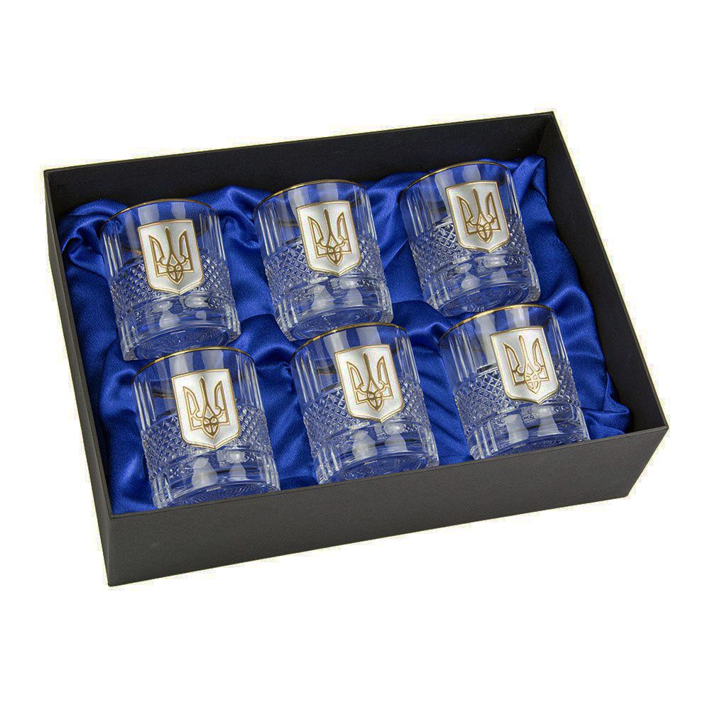 product image - Набор стаканов для виски "Тризуб" Boss Crystal, объем 0,31 л, прозрачный, 6 штук