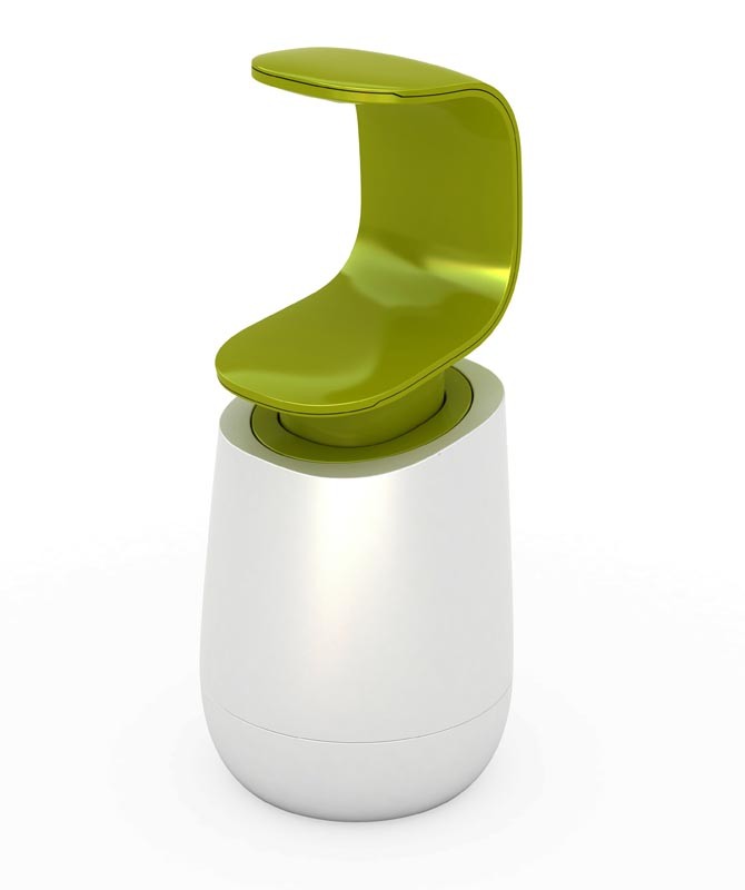 product image - Диспенсер для жидкого мыла Joseph Joseph C-PUMP, 8,5х8,5х19 см, объем 0,3 л, зеленый с белым