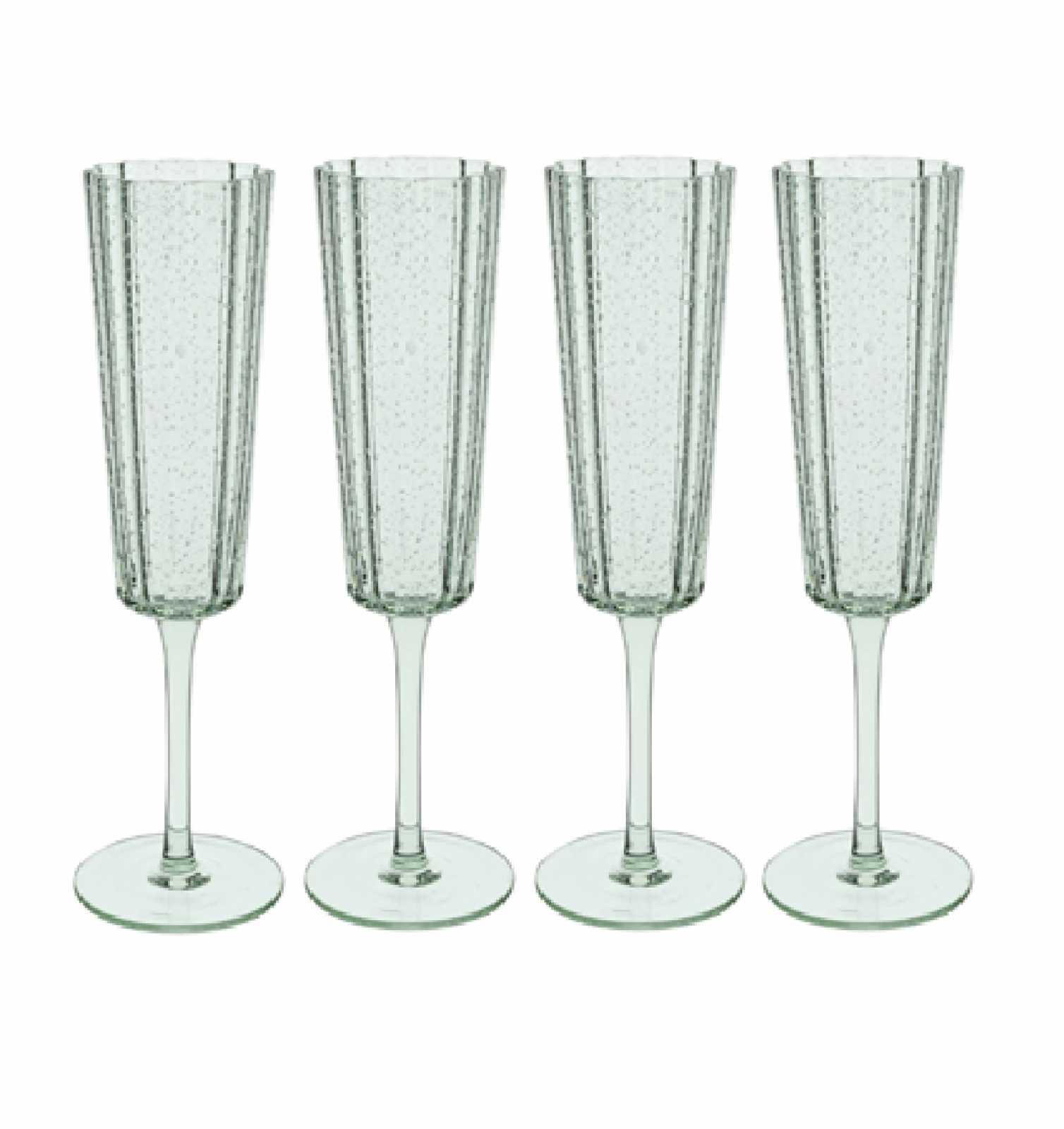 product image - Набір келихів для шампанського Laura Ashley GLASS COLLECTABLES, об'єм 0,21 л, зелений, 4 шт.