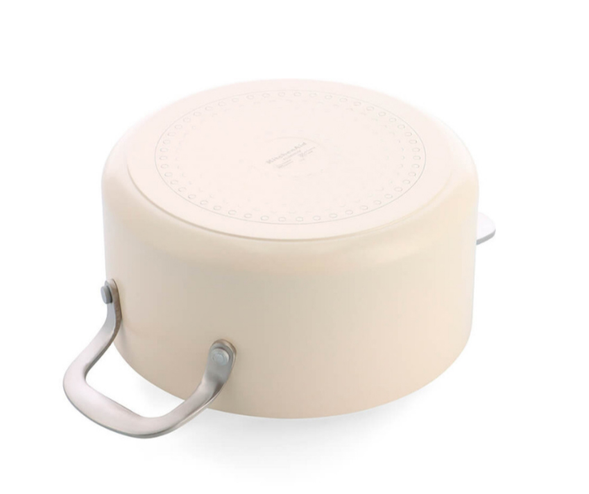 Каструля з кришкою антипригарна KitchenAid Aluminium Ceramic, об'єм 3,1 л, діаметр 20 см, кремовий