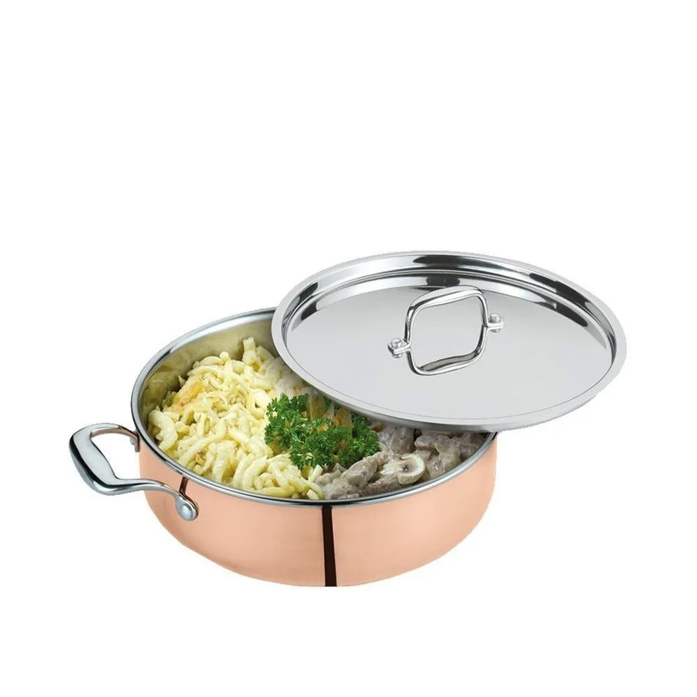 Каструля з кришкою низька Spring Culinox, об'єм 4 л, діаметр 28 см, мідний