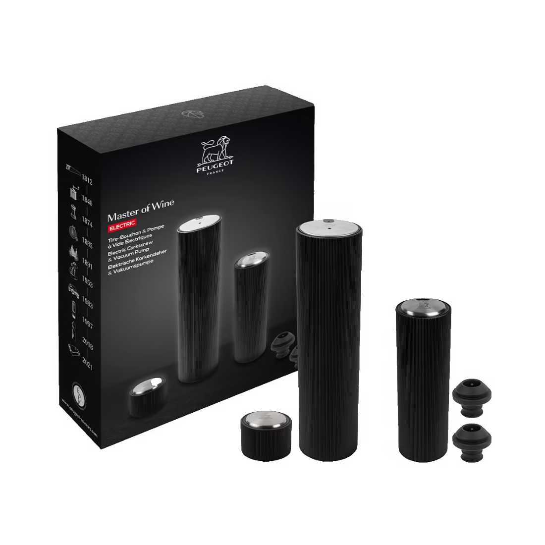 product image - Набор для вина: электрический штопор Line Reverse и насос Line Save Peugeot, черный